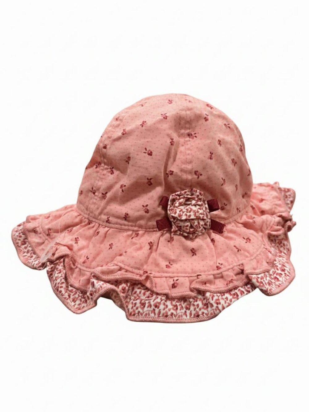 Gymboree NWT Sitting Pretty Ruffled Hem Embroidered 3D Rose & Ribbon Bow Hat